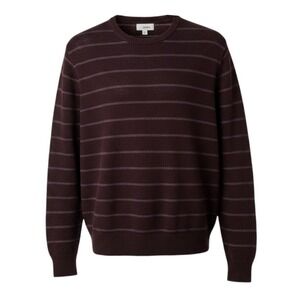 Sonoma Goods For Life Mens XL Burgundy Striped Crewneck Sweater Maroon Knit